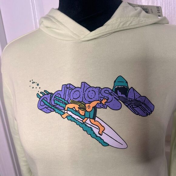 Adidas Kids Sweater M Green Originals Graphics Hoodie Surf Pullover NWT - Picture 6 of 10